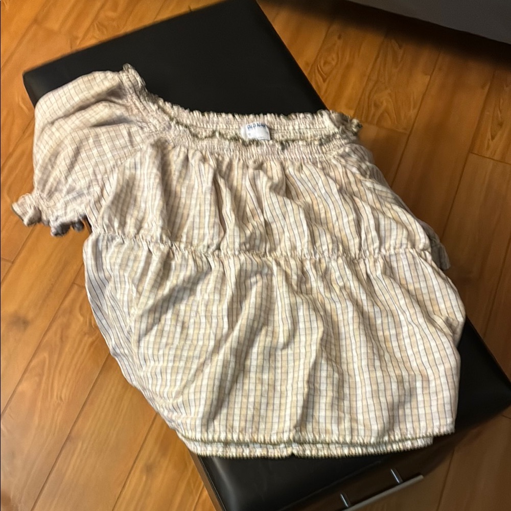 Plaid Off-Shoulder Blouse